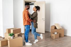 Couple embracing each other after our delivery